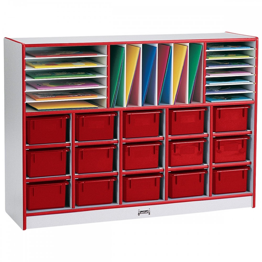 Rainbow Accents Sectional Cubbie-Tray Mobile Unit - with Trays - Red