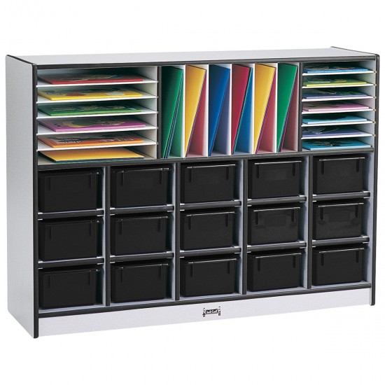 Rainbow Accents Sectional Cubbie-Tray Mobile Unit - with Trays - Black