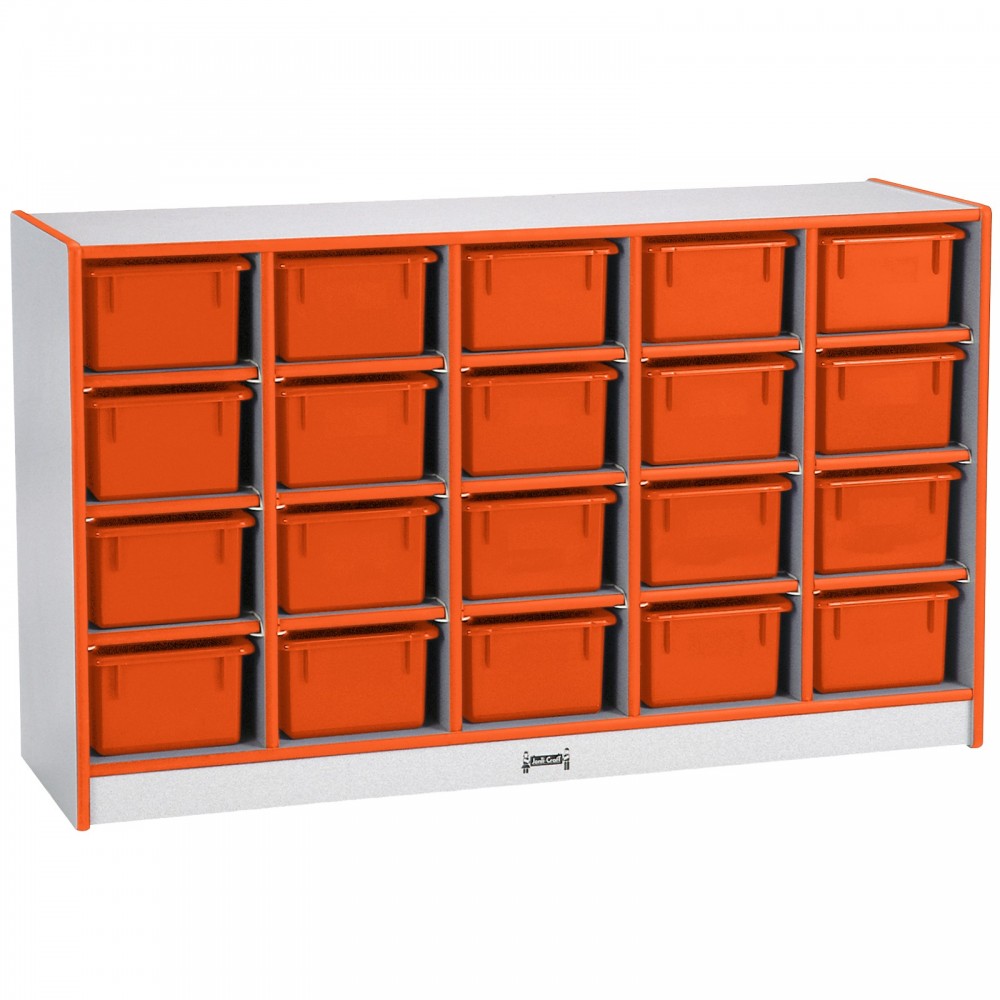 Rainbow Accents 20 Cubbie-Tray Mobile Storage - without Trays - Orange