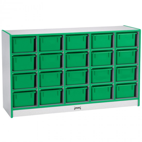 Rainbow Accents 20 Cubbie-Tray Mobile Storage - without Trays - Green