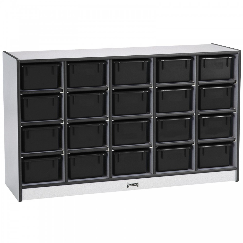 Rainbow Accents 20 Cubbie-Tray Mobile Storage - without Trays - Black