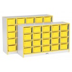 Rainbow Accents 20 Cubbie-Tray Mobile Storage - with Trays - Yellow