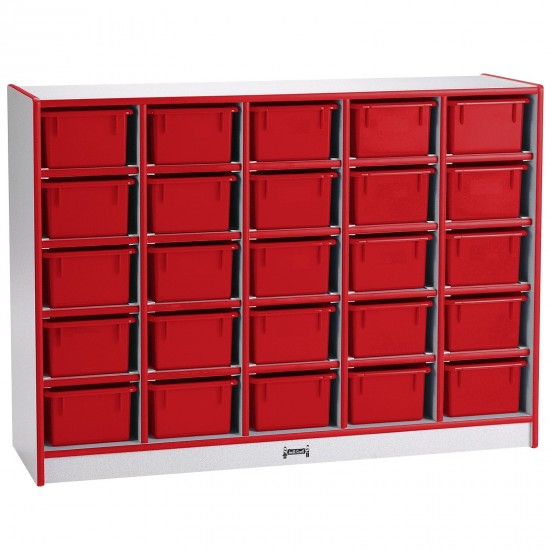 Rainbow Accents 25 Cubbie-Tray Mobile Storage - without Trays - Red