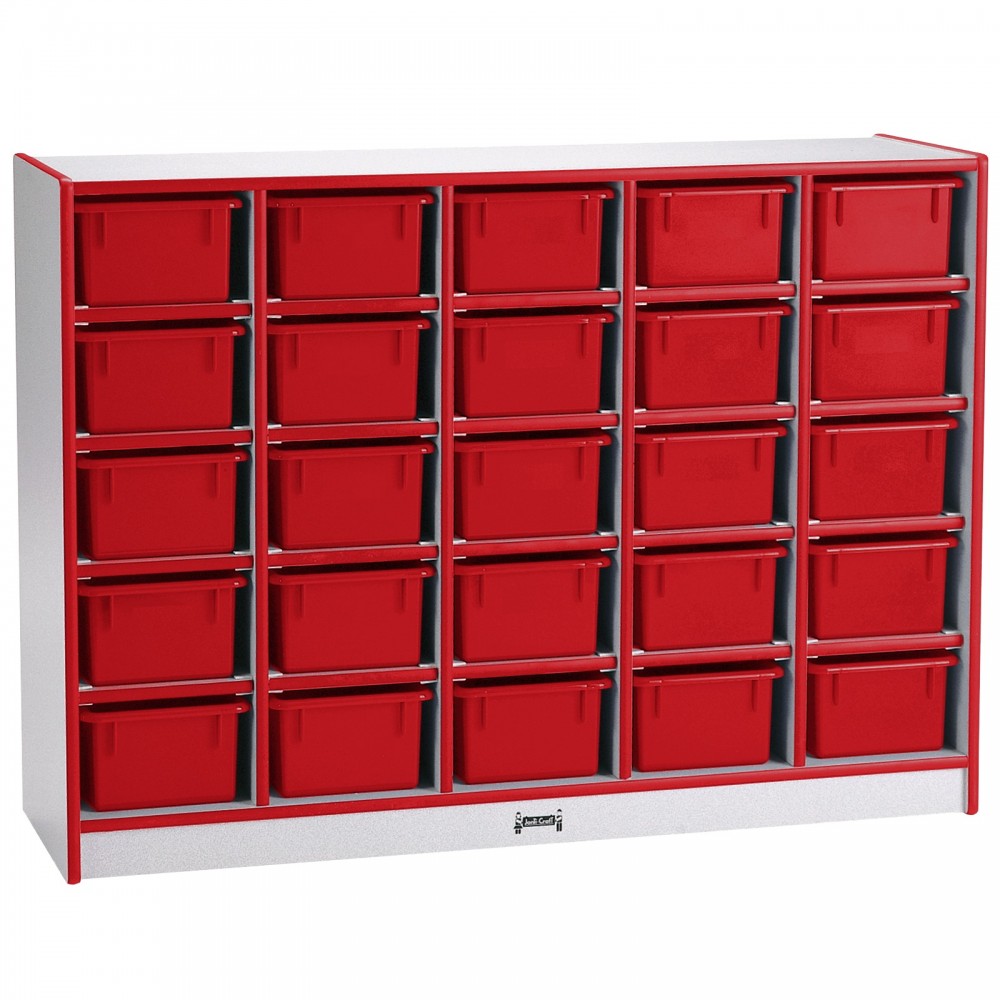 Rainbow Accents 25 Cubbie-Tray Mobile Storage - without Trays - Red