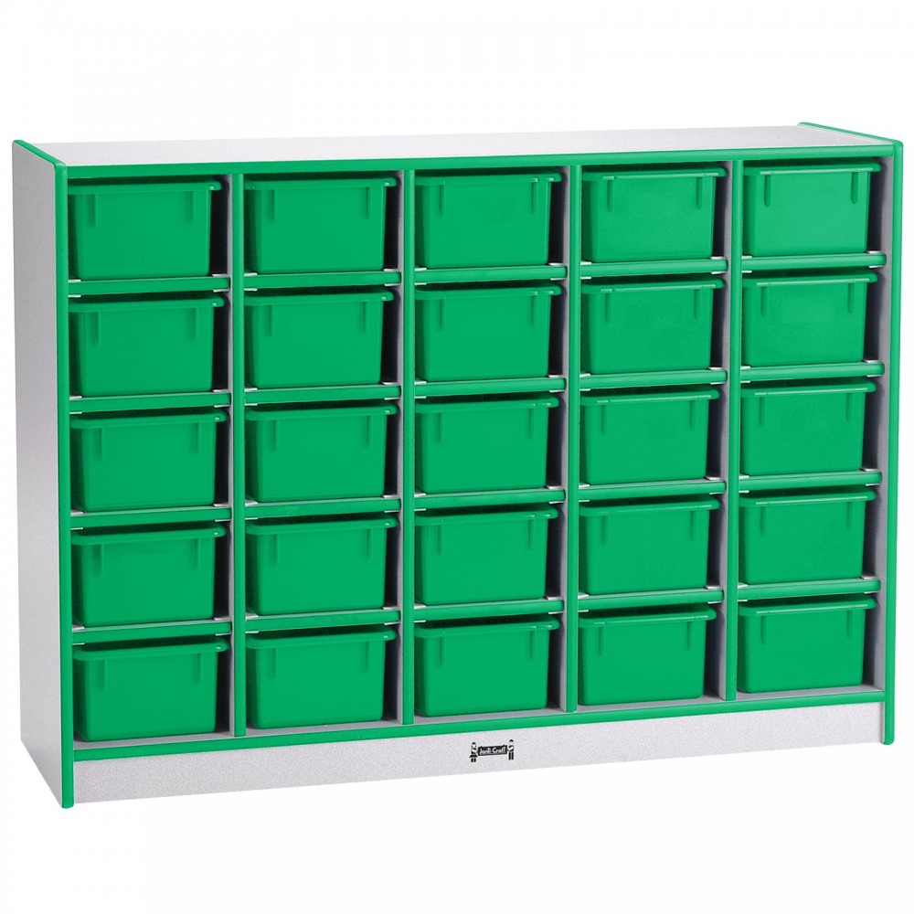 Rainbow Accents 25 Cubbie-Tray Mobile Storage - without Trays - Green