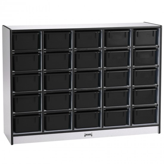 Rainbow Accents 25 Cubbie-Tray Mobile Storage - without Trays - Black