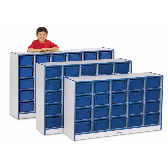 Rainbow Accents 25 Cubbie-Tray Mobile Storage - with Trays - Blue