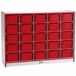 Rainbow Accents 25 Cubbie-Tray Mobile Storage - with Trays - Red