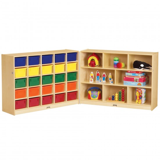 Jonti-Craft 25 Cubbie-Tray Mobile Fold-n-Lock - with Colored Trays