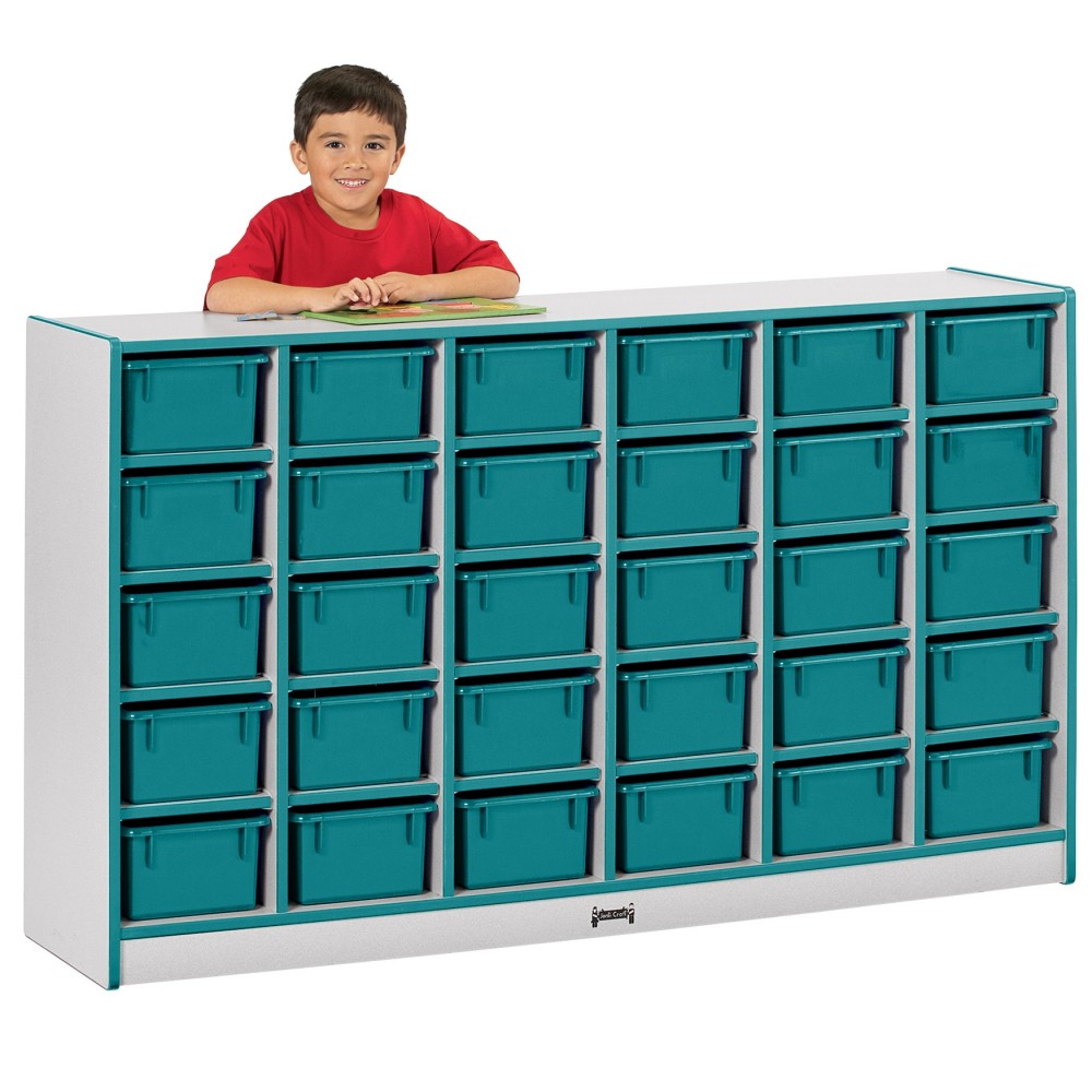 Rainbow Accents 30 Cubbie-Tray Mobile Storage - without Trays - Teal