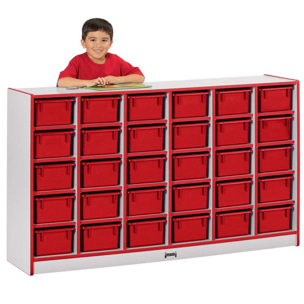 Rainbow Accents 30 Cubbie-Tray Mobile Storage - without Trays - Red