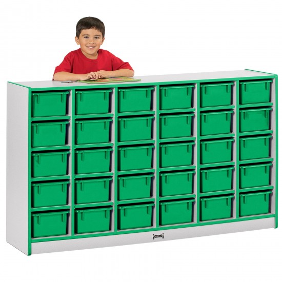 Rainbow Accents 30 Cubbie-Tray Mobile Storage - without Trays - Green