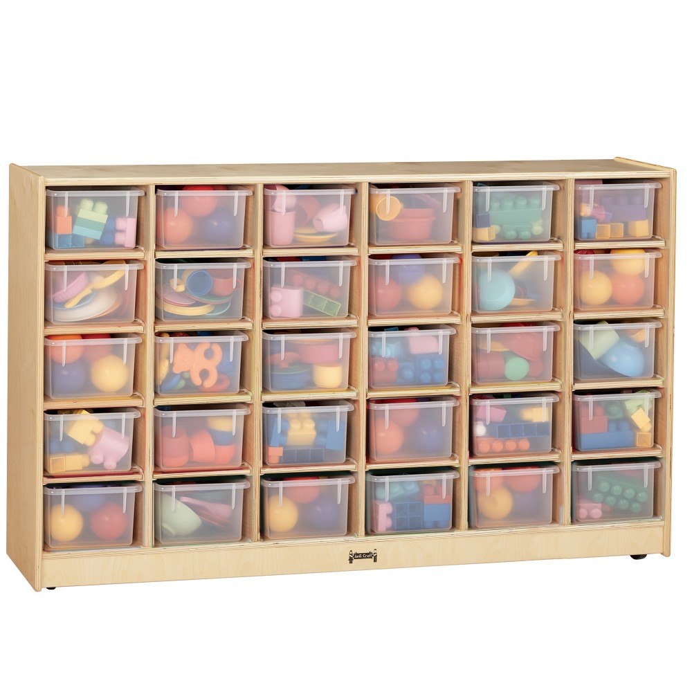 Jonti-Craft 30 Cubbie-Tray Mobile Storage - with Clear Trays