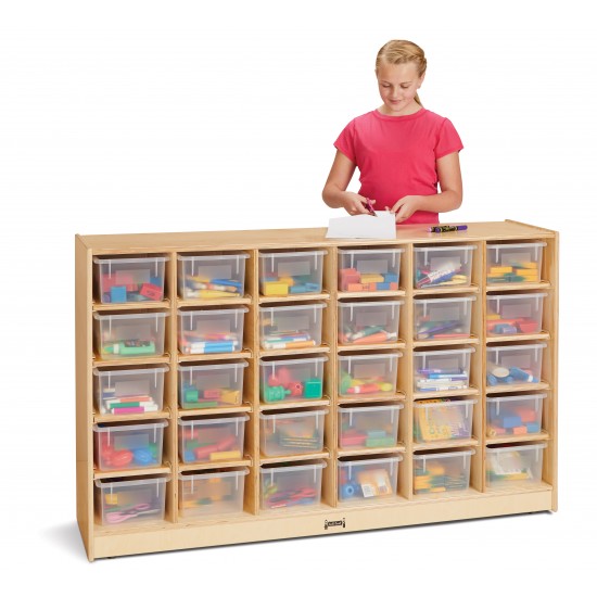 Jonti-Craft 30 Cubbie-Tray Mobile Storage - with Clear Trays