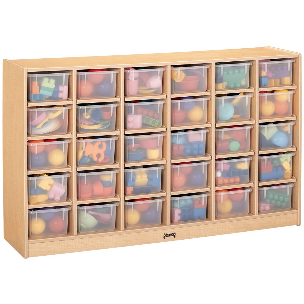 MapleWave 30 Cubbie-Tray Mobile Storage - with Clear Trays