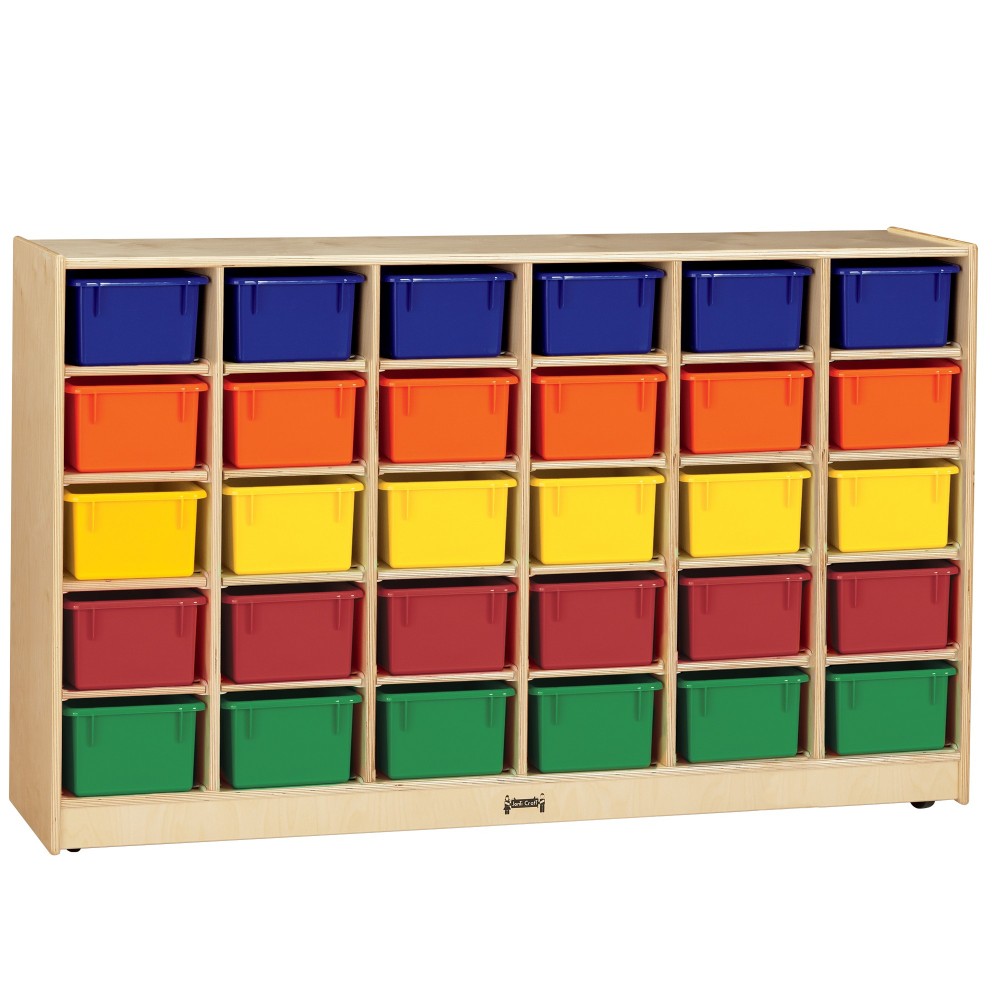 Jonti-Craft 30 Cubbie-Tray Mobile Storage - with Colored Trays Jonti-Craft 30 Cubbie-Tray Mobile Storage - with Colored Trays
