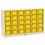 Rainbow Accents 30 Cubbie-Tray Mobile Storage - with Trays - Yellow