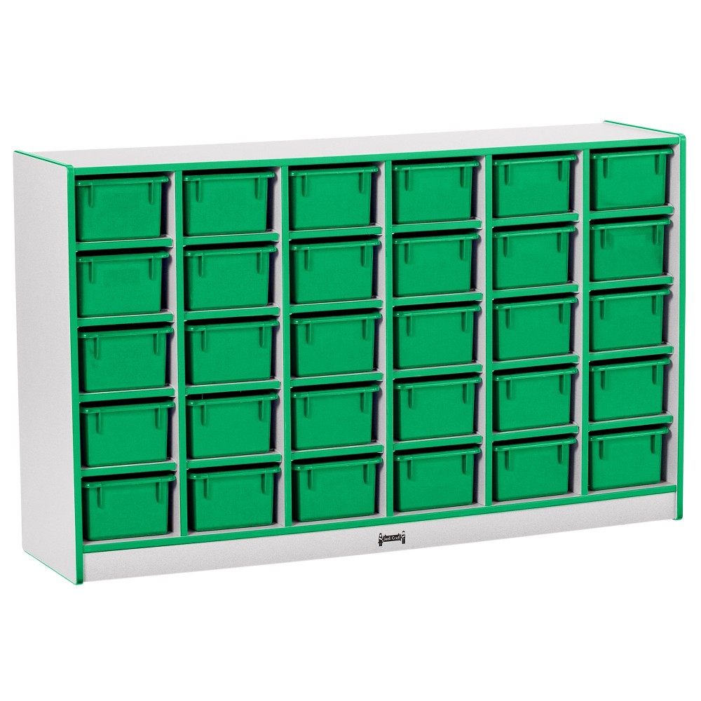 Rainbow Accents 30 Cubbie-Tray Mobile Storage - with Trays - Green Rainbow Accents 30 Cubbie-Tray Mobile Storage - with Trays - Green