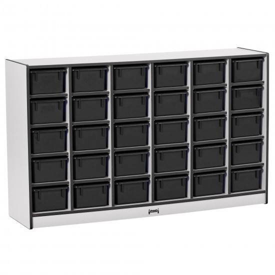 Rainbow Accents 30 Cubbie-Tray Mobile Storage - with Trays - Black