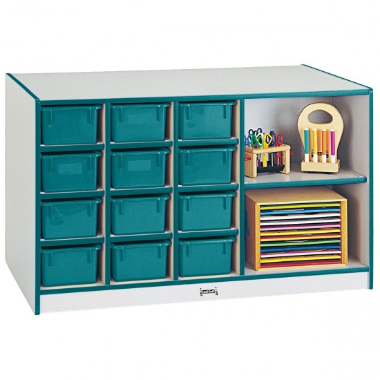 Rainbow Accents Mobile Storage Island - with Trays - Teal