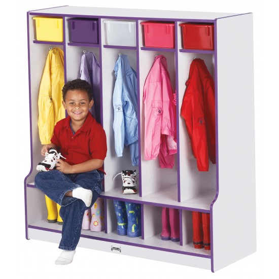 Rainbow Accents 5 Section Coat Locker with Step - Blue