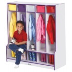 Rainbow Accents 5 Section Coat Locker with Step - Purple