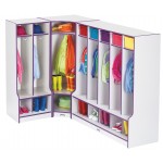 Rainbow Accents 5 Section Coat Locker with Step - Teal