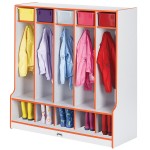 Rainbow Accents 5 Section Coat Locker with Step - Orange