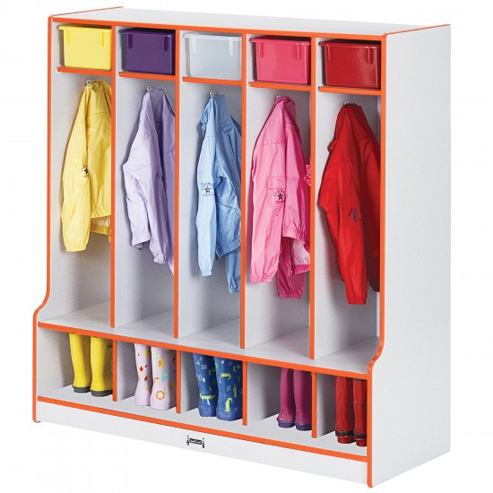 Rainbow Accents 5 Section Coat Locker with Step - Orange