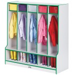 Rainbow Accents 5 Section Coat Locker with Step - Green