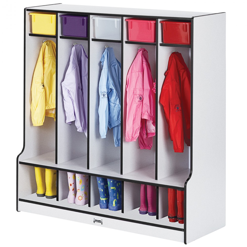 Rainbow Accents 5 Section Coat Locker with Step - Black