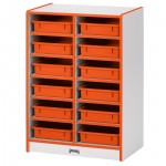 Rainbow Accents 12 Paper-Tray Mobile Storage - without Paper-Trays - Orange