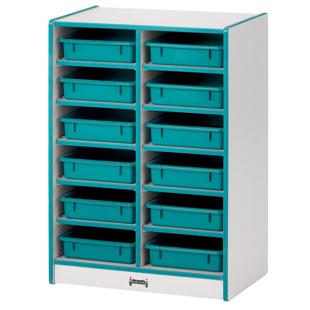 Rainbow Accents 12 Paper-Tray Mobile Storage - with Paper-Trays - Teal