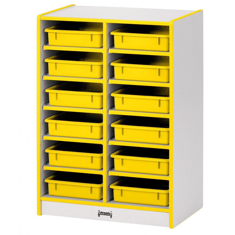 Rainbow Accents 12 Paper-Tray Mobile Storage - with Paper-Trays - Yellow