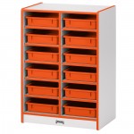 Rainbow Accents 12 Paper-Tray Mobile Storage - with Paper-Trays - Orange