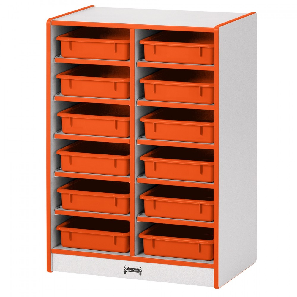 Rainbow Accents 12 Paper-Tray Mobile Storage - with Paper-Trays - Orange