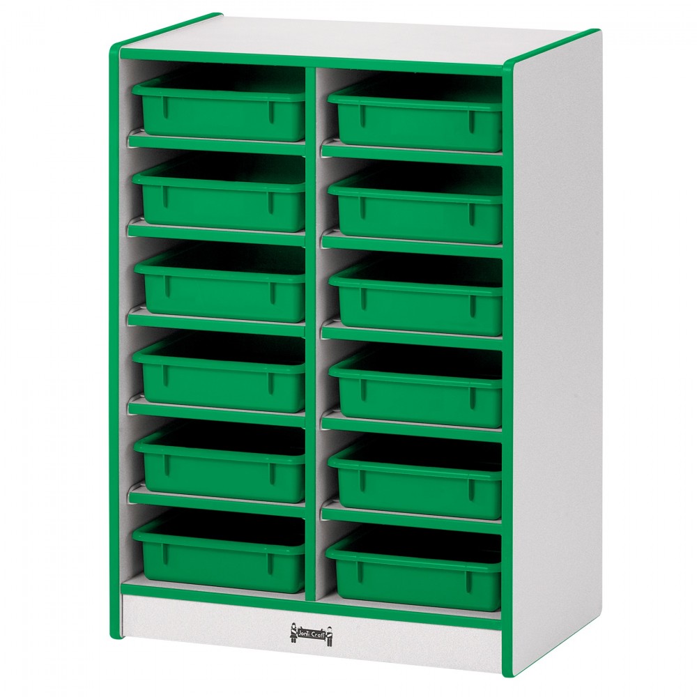 Rainbow Accents 12 Paper-Tray Mobile Storage - with Paper-Trays - Green