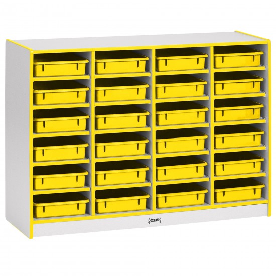 Rainbow Accents 24 Paper-Tray Mobile Storage - with Paper-Trays - Yellow