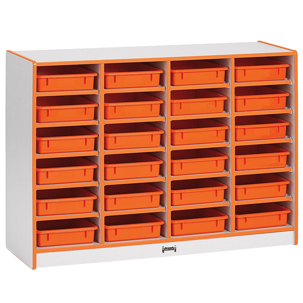 Rainbow Accents 24 Paper-Tray Mobile Storage - with Paper-Trays - Orange