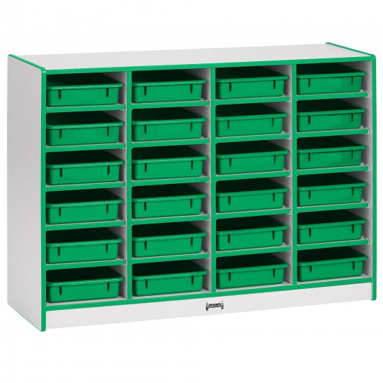 Rainbow Accents 24 Paper-Tray Mobile Storage - with Paper-Trays - Green