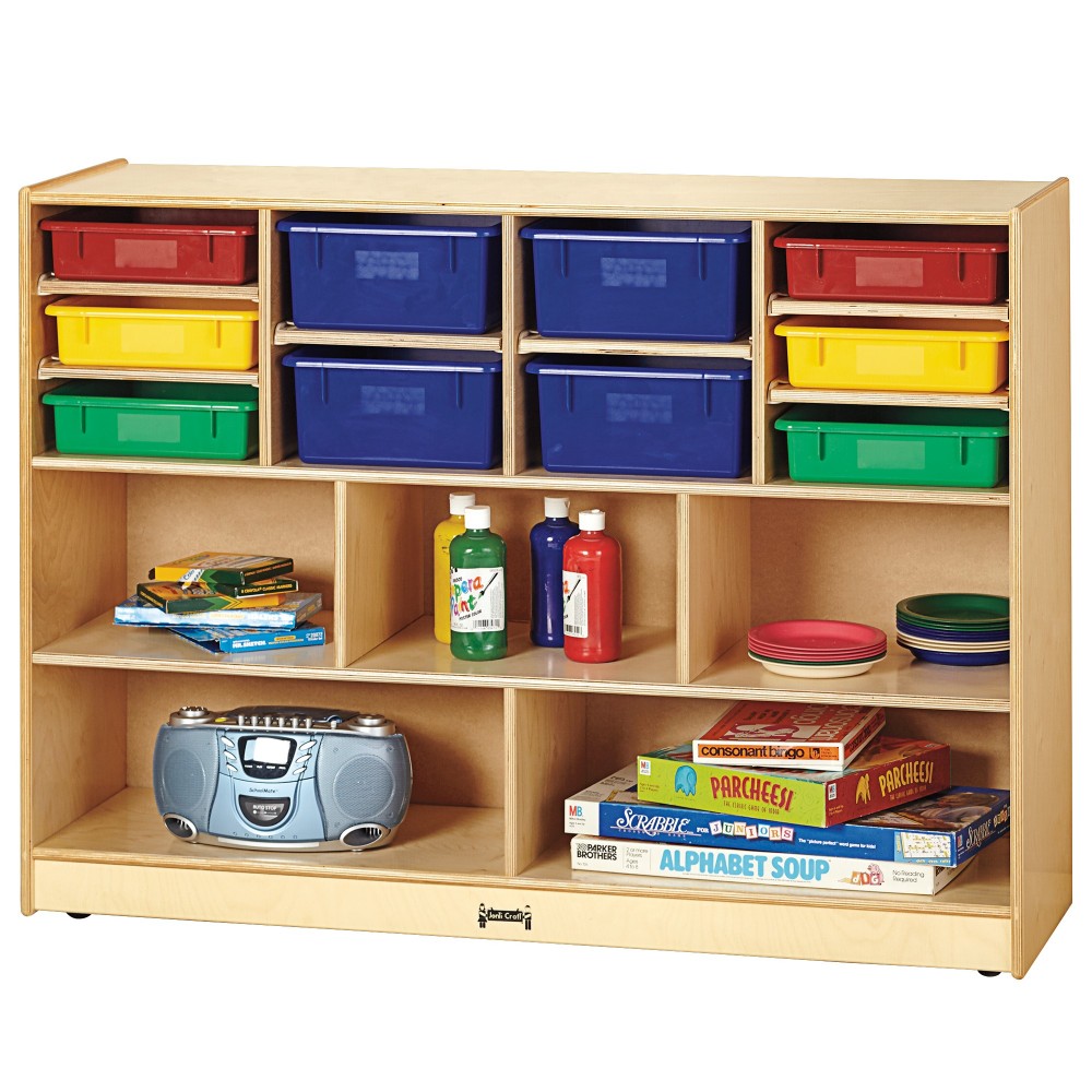 Jonti-Craft Super-Sized Combo Mobile Storage Unit - with Colored Bins