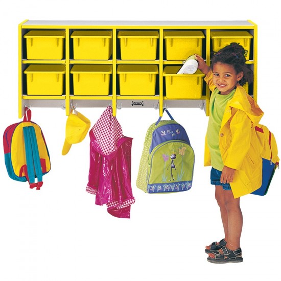 Rainbow Accents 10 Section Wall Mount Coat Locker - without Trays - Yellow