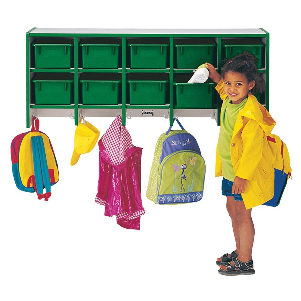 Rainbow Accents 10 Section Wall Mount Coat Locker - without Trays - Green Rainbow Accents 10 Section Wall Mount Coat Locker - without Trays - Green