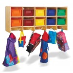 Jonti-Craft 10 Section Wall Mount Coat Locker - with Colored Trays