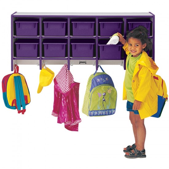 Rainbow Accents 10 Section Wall Mount Coat Locker - with Trays - Purple