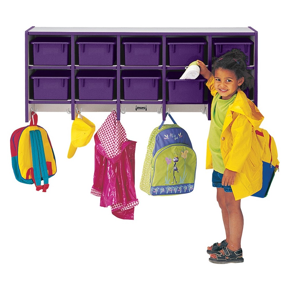 Rainbow Accents 10 Section Wall Mount Coat Locker - with Trays - Purple