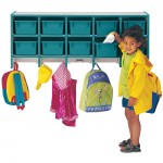 Rainbow Accents 10 Section Wall Mount Coat Locker - with Trays - Teal