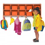 Rainbow Accents 10 Section Wall Mount Coat Locker - with Trays - Orange