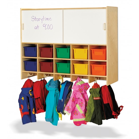 10 Section Wall Mount Coat Locker with Storage – without Cubbie-Trays