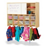 10 Section Wall Mount Coat Locker with Storage – with Colored Cubbie-Trays